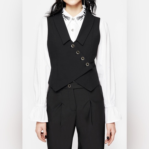 Disturbia Moonage Asymmetric Waistcoat in Black Size US 4 / UK 8 - Picture 5 of 7